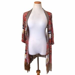 Hesperus Faux Leather Fringe Kimono